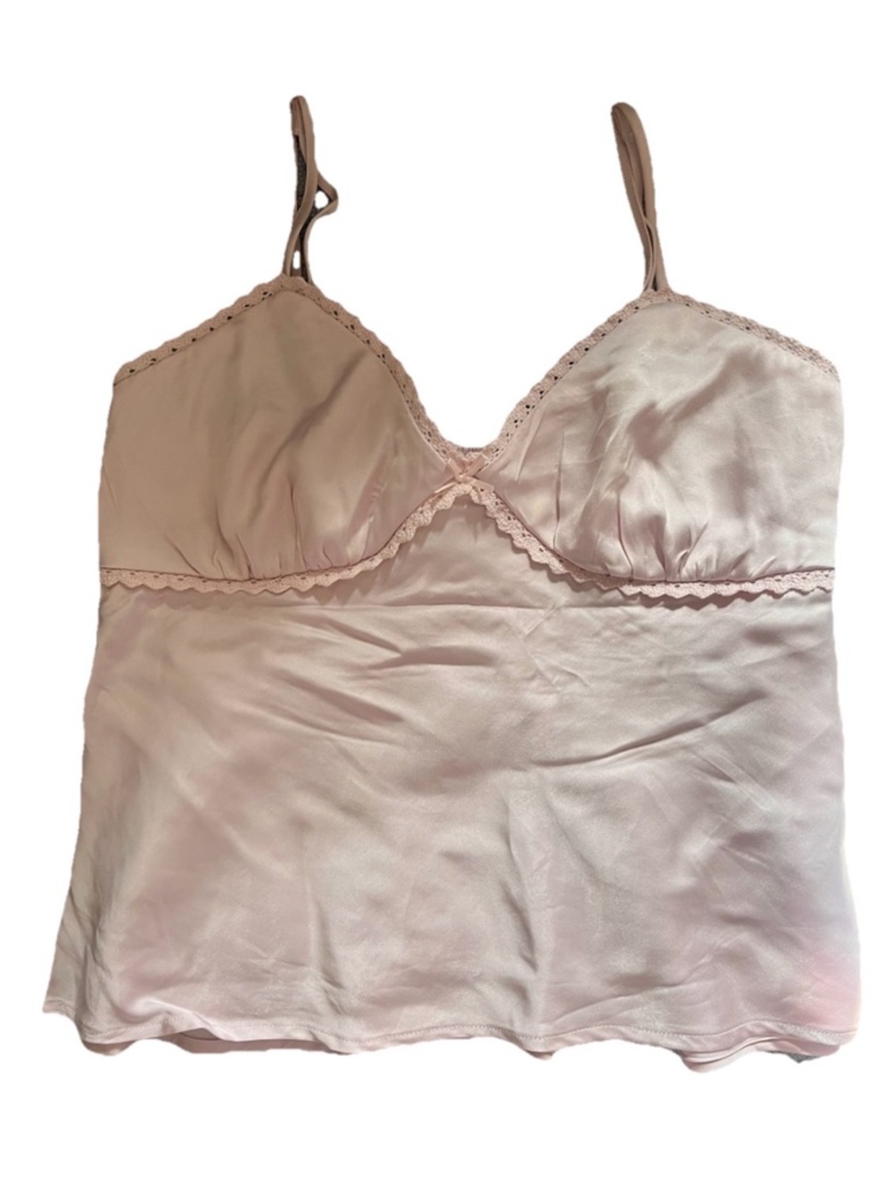 Silky Pale Pink Lace-Trim Camisole
